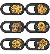 PRESSINART 6Pcs 6 Styles Camera Cover Slide Flower Phone Privacy Camera Cover Bees Sunflower Desi...