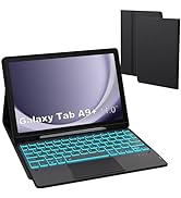for Galaxy Tab A9+ 11 inch Case with Keyboard - 7 Color Backlit Detachable Tablet Keyboard Cover ...