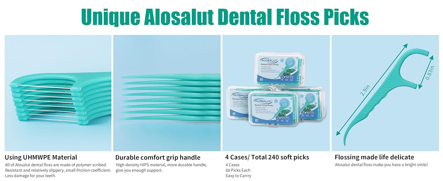 Alosalut 240 Pack Mint Dental Floss Picks