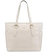 LOVEVOOK Laptop Tote Bag for Women,Vintage Leather Work Tote Bag for Women, 15.6 Inch Computer Br...