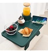 Nnewvante Couch Tray Armrest,3 in 1 Large 15.36"x9.85" Bamboo Couch Cup Holder Sofa Arm Clip on T...