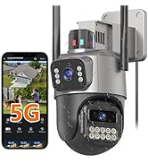 5G Security Camera Outdoor, 6MP Dual Lens 6X PTZ Outside Cameras for Home Security, IP66 Waterpro...