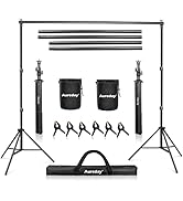 Aureday Backdrop Stand, 7x10Ft Adjustable Photo Backdrop Stand Kit with 4 Crossbars, 6 Background...