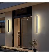 L LOHAS LED 2pack Long LED 23.6inch Modern Outdoor Wall Lights, Black Rectangular Outdoor Wall Li...