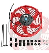 10" inch Slim Fan Push Pull Electric Radiator Cooling 12V Mount Universal Kit Red