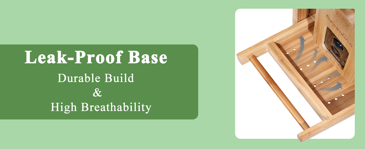 wooden bird feeder with camera