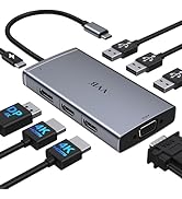USB C Laptop Docking Station Dual Monitor Adapter, 8 in 1 USB C Hub Multiport Adapter with Dual H...