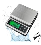 Polit Sun Waterproof Digital Food Scale 13.2lb/6000g|0.01oz/0.5g Precision Rechargeable Kitchen S...