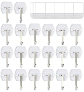 CARAINBO 20 Hooks-25 Removable Strips, Small Clear Wire Hooks Value Pack, Damage Free Hanging Wal...