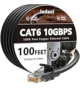 Cat 6 Outdoor Ethernet Cable 100 ft, Support Cat8 Cat7 Network, 10Gbps 24AWG Pure Copper, Direct ...