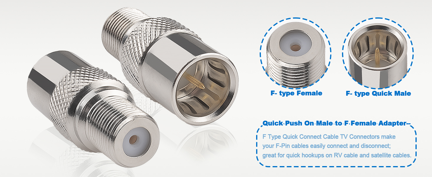 Coax Quick Connector Quick Push On Male to F Female Adapter