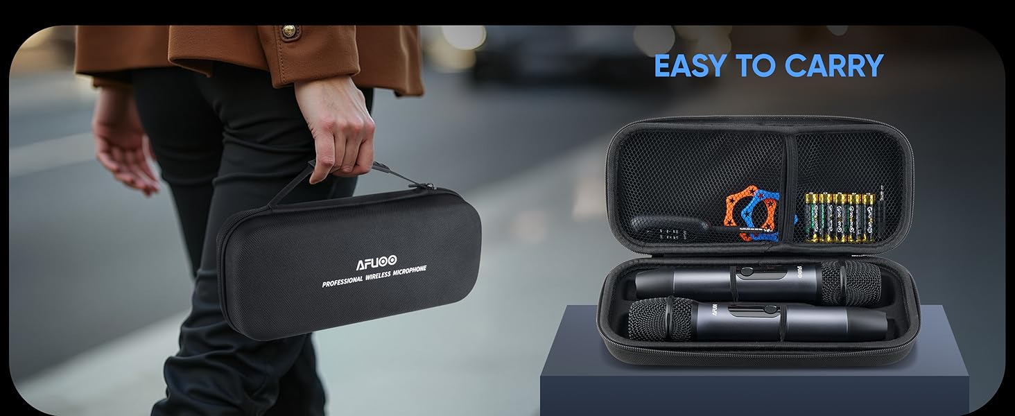 Wireless Karaoke Microphone 2 Pack for Karaoke ,Singing, Blacke Storage Case Included, Handy Carry 