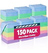 TEAWOO Microfiber Cleaning Cloth-150 Pack, Reusable Lint-Free Cloth, Absorbent Cleaning Towels fo...