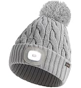 Keains Unisex LED Beanie with Light, USB Rechargeable Headlamp Hat,Gifts for Men and Women
