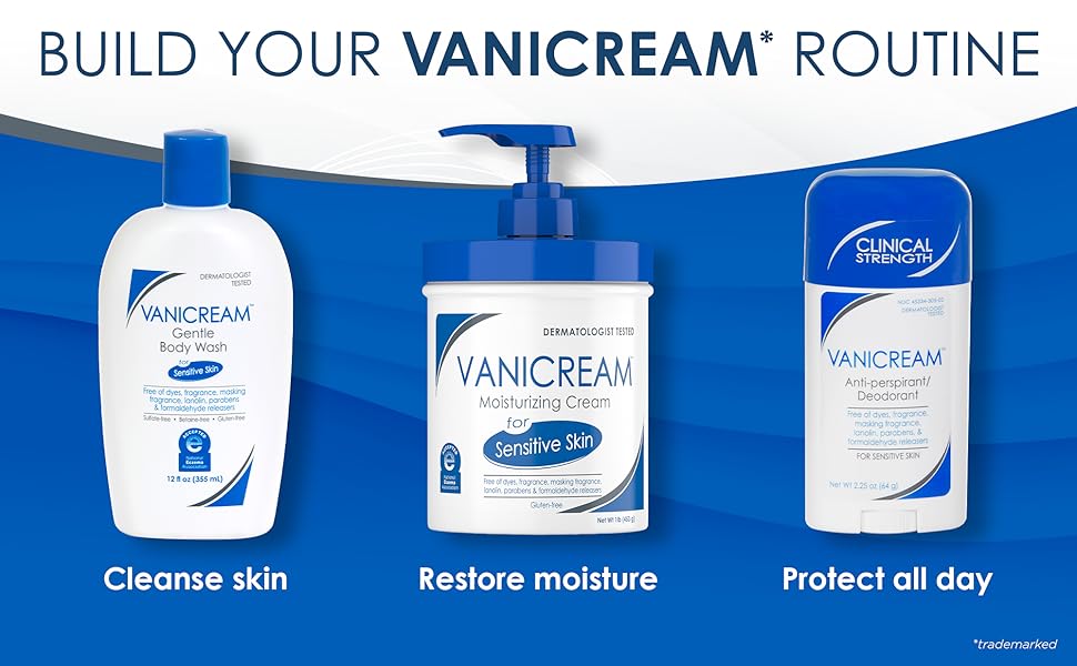 Vanicream daily routine gently cleanses, restores balance, and provides lasting protection.