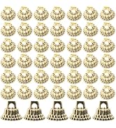 Christmas Ball Cap Accessories - 200 Pack Golden Ornament Tops for DIY Christmas Decorations Repl...