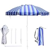 LOTTAFUN 6.5ft Beach Umbrella - Heavy Duty Wind Resistant UV 50+ Portable Sun Shade with Sand Anc...