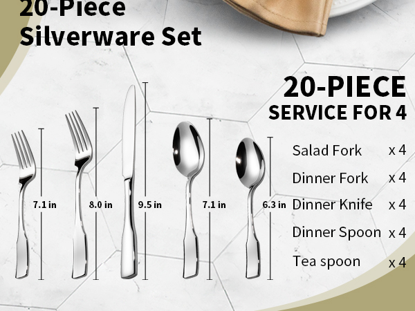 Kate mirror silverware set 20pc
