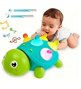 Baby Crawling Turtle Toy 6 9 12 18 Months, Infant Tummy Time Sensory Teething Musical Toys, Toddl...