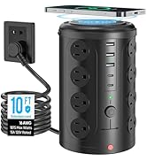 Surge Protector Power Strip,Desk Charging Station with 15W Magnetic Wireless Charger,Multiple Out...