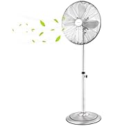 COSTWAY Metal Pedestal Fan, 16-inch Quiet High Velocity 75° Oscillating Standing Fan with Height ...