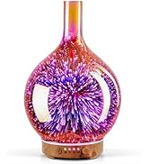Porseme Rose Gold Essential Oil Diffuser 3D Glass Aromatherapy Ultrasonic Humidifier, Waterless A...
