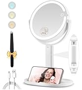 MOMOKUBA Makeup Mirror with Lights, Double Sided 1x/20x Magnifying Mirror with Light, Rechargeabl...