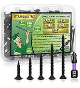 160 Pieces Black Wood Screws Assortment Kit, Phillips Drive Truss Head Flat Head Self-Tapping Scr...