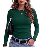 Zeagoo Women Long Sleeve Tops Crewneck Ribbed Knit Fitted Tshirts Dressy Casual Basic Tee 2026 Su...
