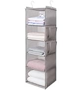 BOOMIBOO Hanging Closet Organize and Shelves,5-Hanging Shelf with 2 Side Pockets,Storage Foldable...
