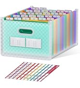 ThinkTex 26 Pockets Accordion File Organizer, Upright &amp; Open Top, A-Z Colorful Tabs, Larger Capac...