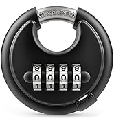 Puroma Combination Lock, 4 Digit Disc Padlock with Hardened Steel Shackle, Keyless Heavy Duty Com...