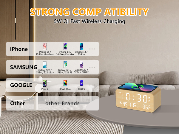 wireless charging clock