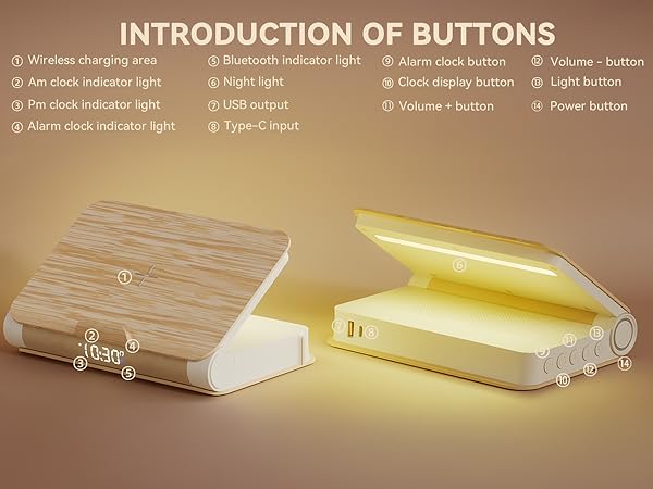 Vivilumens Sunrise Alarm Clock Buttons of Introduction