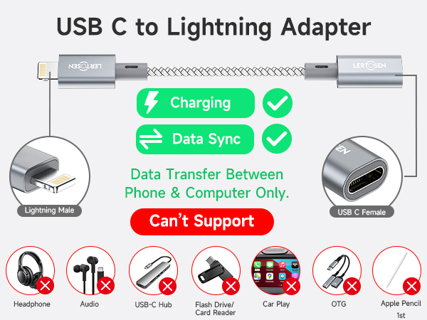 lightning to usb-c lightning usb c adapter usb c female to lightning cable