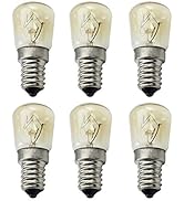 CTKcom 25W T25 E14 Base Oven Light Bulbs(6 Pack)- T25 E14 Microwave Light Bulbs 120V Heat Resista...