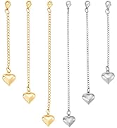 PH PandaHall 6pcs Extension Chain for Necklaces with Heart Charms 3~5 inch Gold Silver Bracelet C...