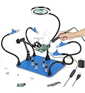 Toolour Magnetic Helping Hands Soldering Third Hand, PCB Circuit Board Holder with 6X/3X LED Magn...