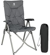 EVER ADVANCED Folding Camping Recliner Chair Fully Padded with Adjustable High Back Support Porta...