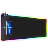Wireless Charging RGB Gaming Mouse Pad, 31.5"x15.7" Large Desk Mat, Desk Pad with Wireless Charge...