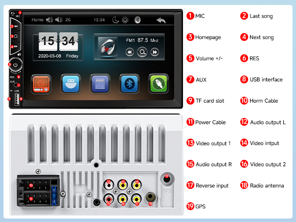 double din car stereo car radio car audio receivers bluetooth car stereo touch screen car stereo