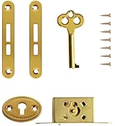 Full Mortise Antique Gold Plated Jewelry Box with Key and mounting Screw for Mini Box Locks, Ceda...