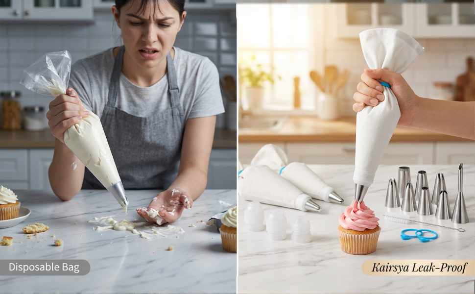 Reusable Piping Bags and Tips Set