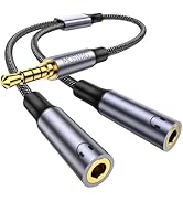 MOSWAG Headphone Mic Splitter 3.5mm Headset Y Adapter 2 Female to 1 Male 3.5mm Jack Cable, Mic Au...