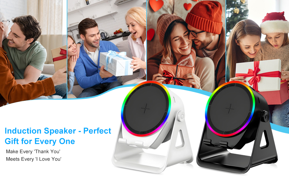 white Wireless Induction Audio Bluetooth Speaker