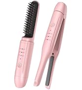 2 Pack Hair Straightener Brush and Curling Iron, CordlessTravel Curling Iron Set, Negative Ion Th...