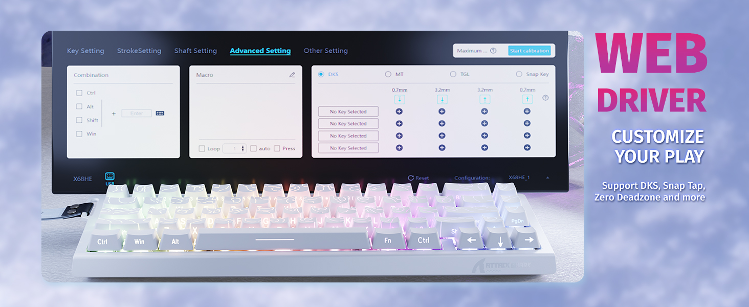 ATTACK SHARK X68HE Magnetic Mechanical Gaming Keyboard with web driver