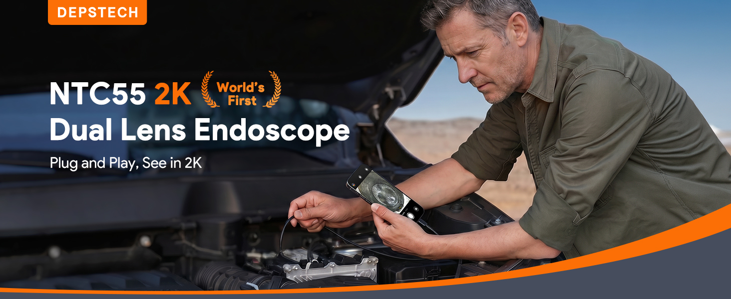 DEPSTECH Endoscope Camera with Ligh Dual Lens Inspection Borescope for iPhone &amp;amp; Android