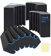 4 Pack Curved Bass Traps Corner Acoustic Foam, Large Size 16.5" X 6.3" X 12" Sound Absorbing Corn...