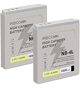 iROCCMIN 2Pcs 1850mAh NB-4L NB-4LH Replacement Battery for Canon PowerShot SD30, SD40, SD200, SD3...